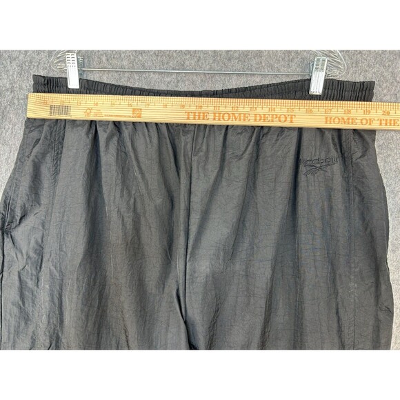 Vintage Reebok Track Pant Men’s Large Black Nylon Windbreaker Ankle Zip - Picture 9 of 10